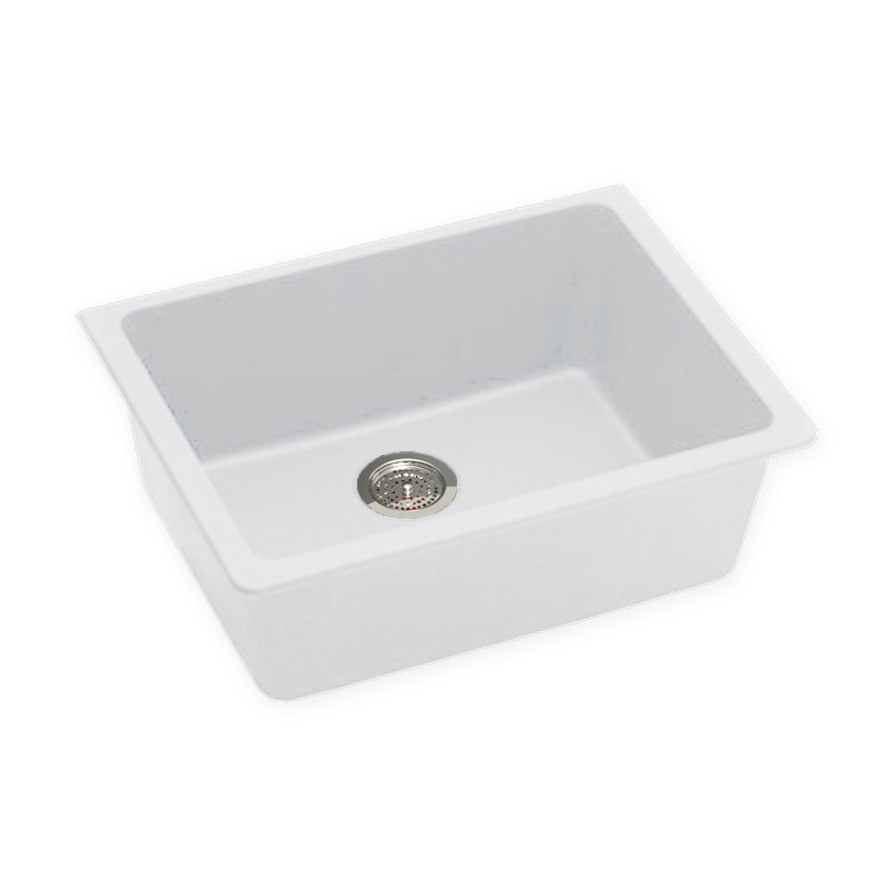 White Granite Quartz Stone Top Undermount Kitchen Sink Single Bowl 635 470 241mm