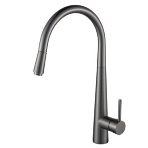 Aquaperla Euro Round Gunmetal Grey 360° Swivel Pull Out Kitchen Sink Mixer Tap Solid Brass