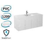 1200x460x550mm Bathroom Vanity Wall Hung Thin Ceramic Top / Poly Top White PVC Polyurethane Single Bowl