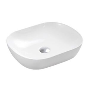 490*395*150mm Rectangle Above Counter Gloss White Ceramic Basin Ultra Slim