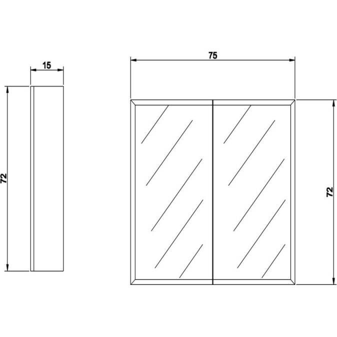 750Lx720Hx150Dmm Bevel Edge White Shaving Cabinet With Mirror MDF WHITE ...