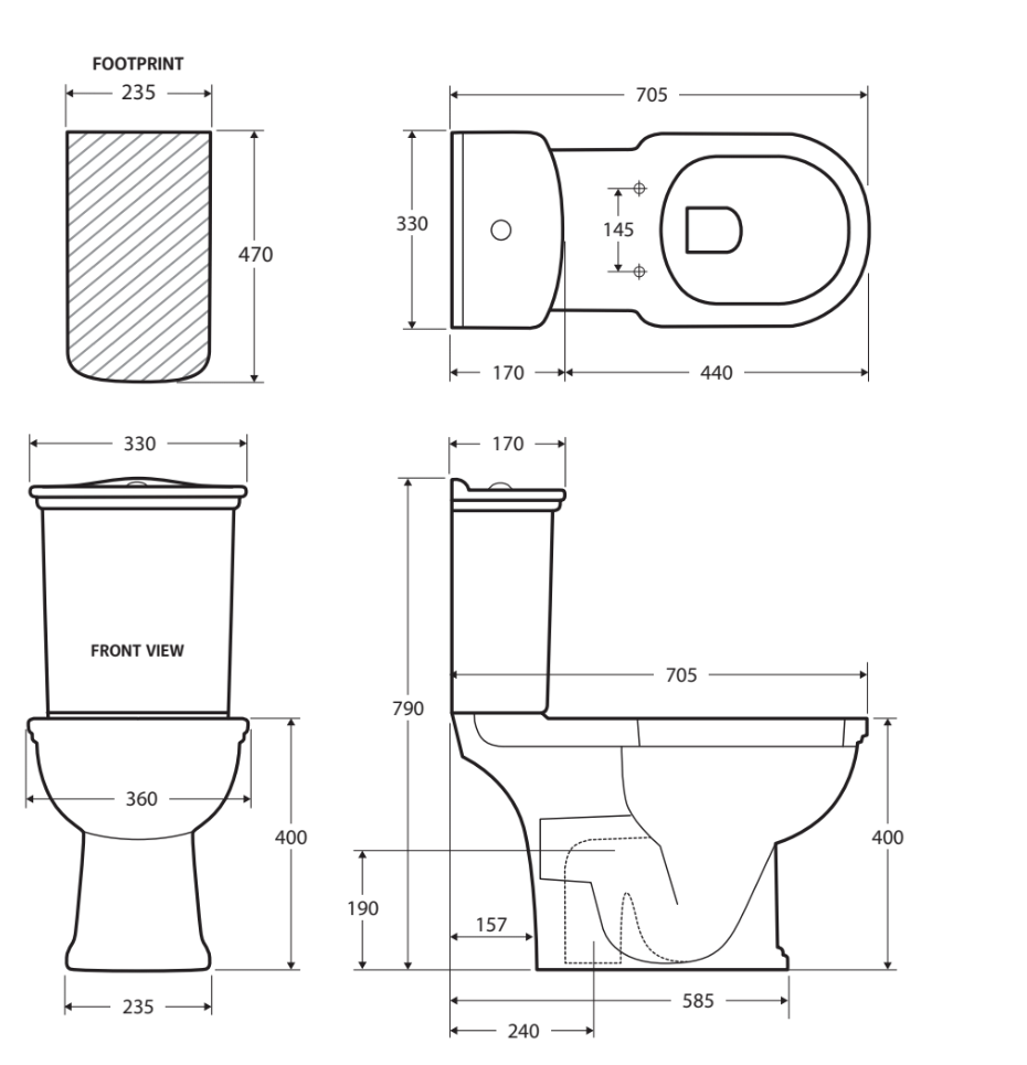 Rak Washington White Close-Coupled Suite S Trap - BSD