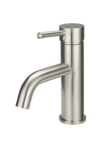 Meir Round PVD Brushed Nickel Basin Mixer with Curved Spout
