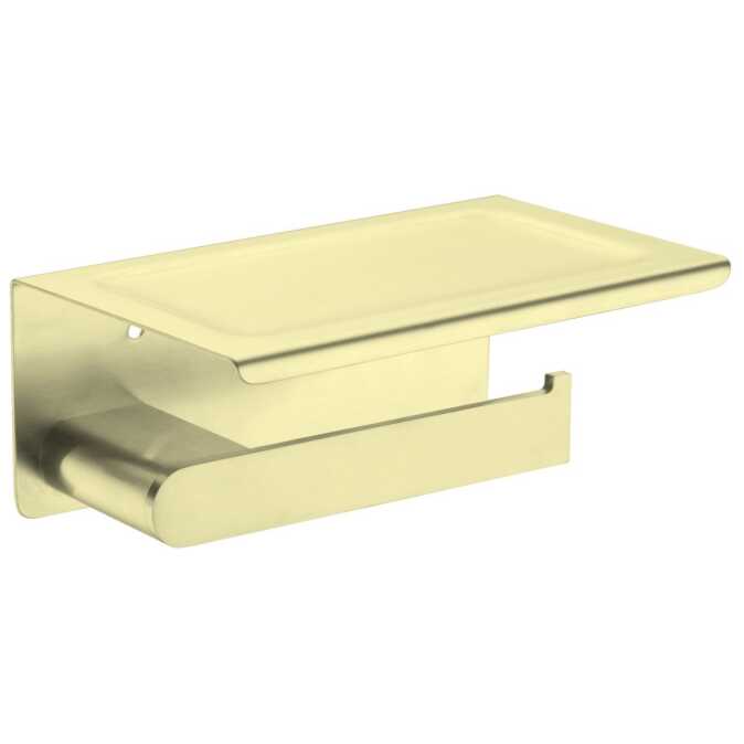 Nero Bianca Toilet Paper Holder with Phone Shelf Brushed Gold
