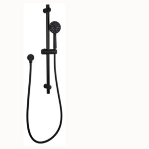 Aquaperla Round Black 3 Functions Handheld Shower Set With Rail Wall Mounted