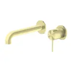 Nero Mecca Wall Basin Mixer Separate Back Plate 185mm Spout Brushed Gold
