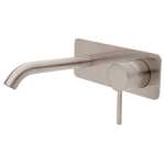 Fienza KAYA Wall Basin Bath Mixer Set Brushed Nickel Square Plate 160mm Outlet