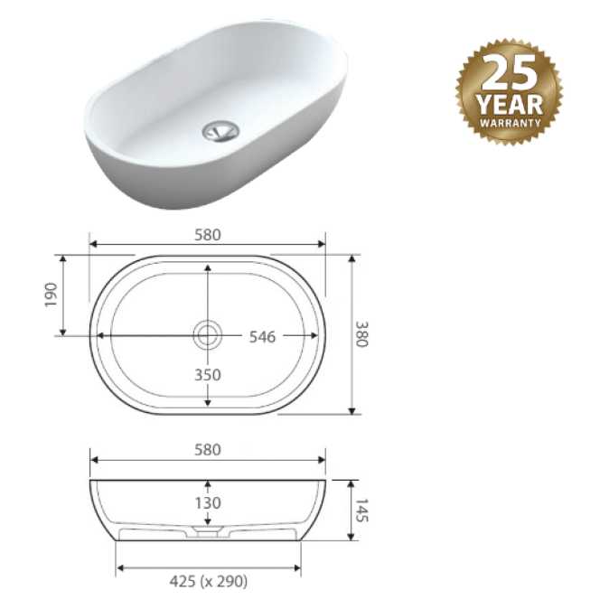 Fienza Nero Solid Surface Basin Matte White