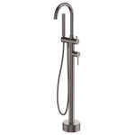 Kaya Floor Mounted Bath Mixer With Hand Shower, Gun Metal