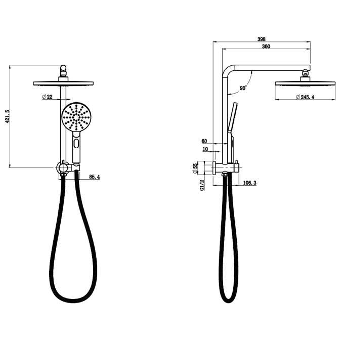 Ikon Regal Mini Combo Twin Shower Set in Round Chrome Surface - BSD