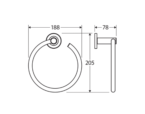 Kaya Hand Towel Ring, Gun Metal