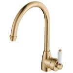 Fienza Eleanor Gooseneck Sink Mixer, Urban Brass / Ceramic