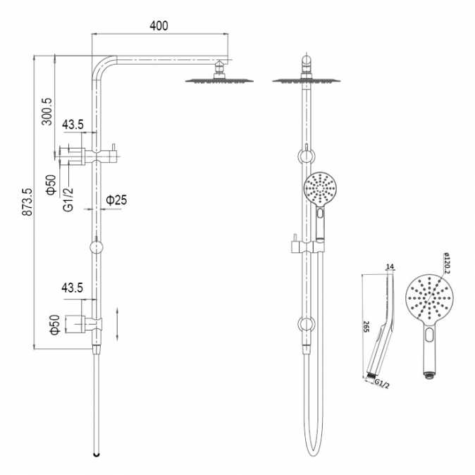 Ovia Trade 2 In 1 Multi Function Shower Station Chrome - Bathroom Sales 