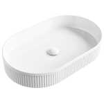 Ovia Fluted Pill Gloss White Oval Above Counter Basin