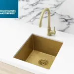 Meir Single Bowl PVD Kitchen Sink 380mm x 440mm - Brushed Bronze Gold