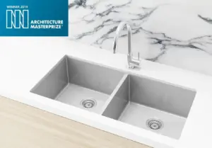 Meir Double Bowl PVD Kitchen Sink 860mm – Brushed Nickel