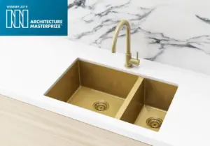 Meir 1.5 Bowl PVD Kitchen Sink 670mm – Brushed Bronze Gold