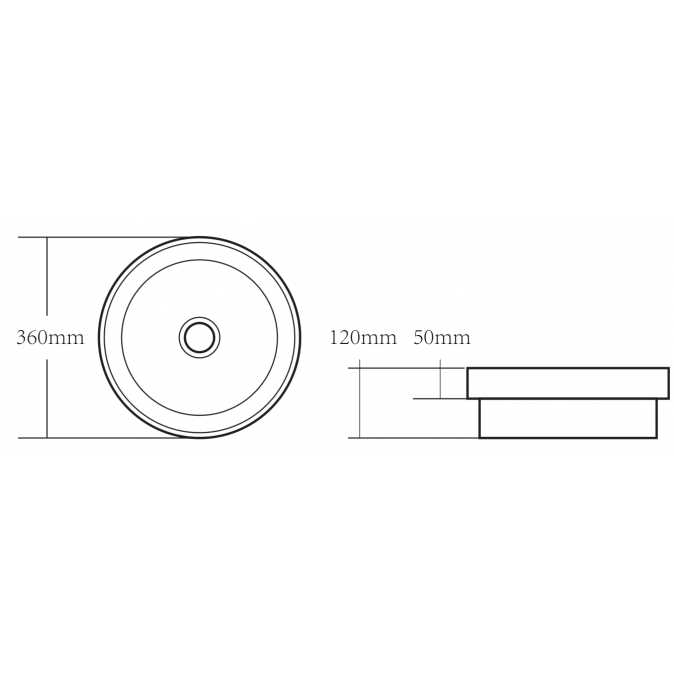 Ovia 360x360x120mm Matte White Semi Inset Round Basin Ceramic No Overflow