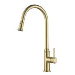 Modern National Montpellier Traditional Brushed Bronze Pull Out Kitchen Sink Mixer