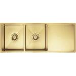 Meir Lavello Kitchen Sink - Double Bowl with Drainboard 1160mm x 440mm - Brushed Bronze Gold
