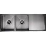 Meir Lavello Kitchen Sink - Double Bowl with Drainboard 1160mm x 440mm - Gunmetal Black