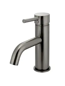 Meir Round Basin Mixer with Curved Spout – Shadow