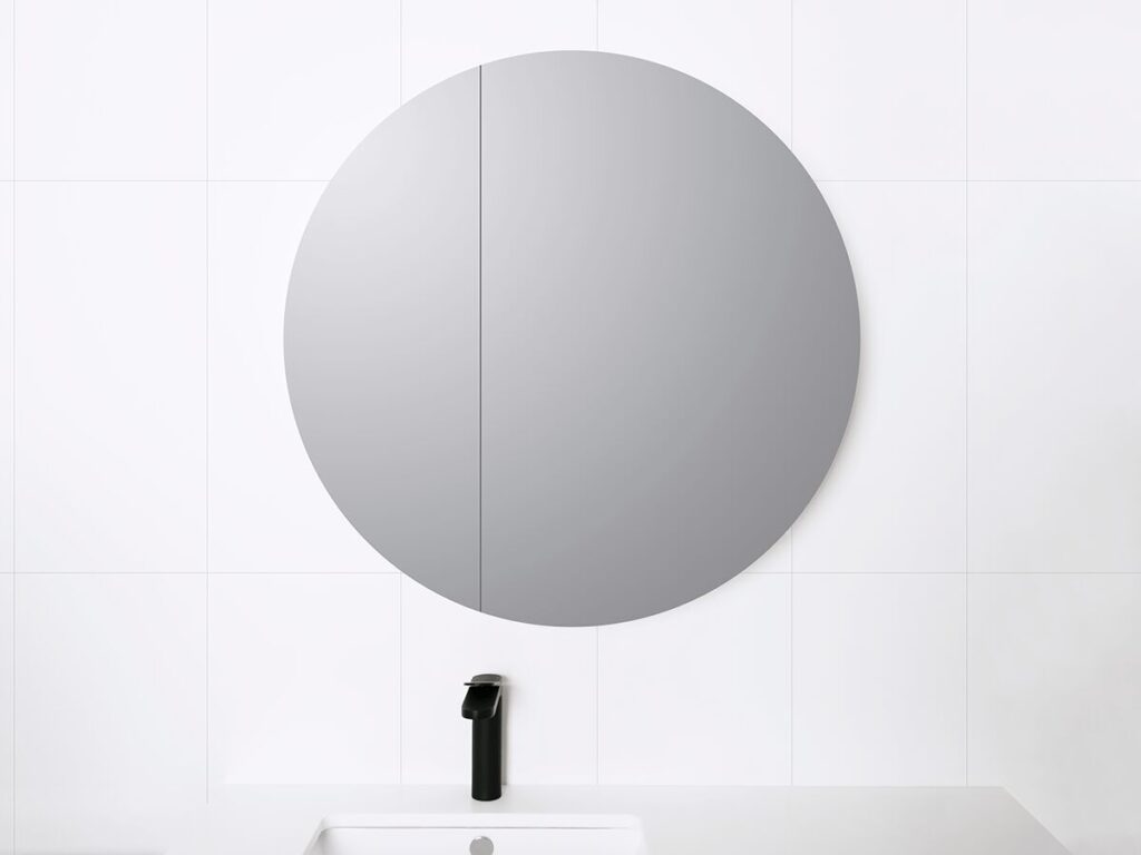 Ovia Matte White Round Shaving Cabinet 800mm - BSD