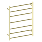 Nero 7 Bar Round Heated Towel Ladder Brushed Gold