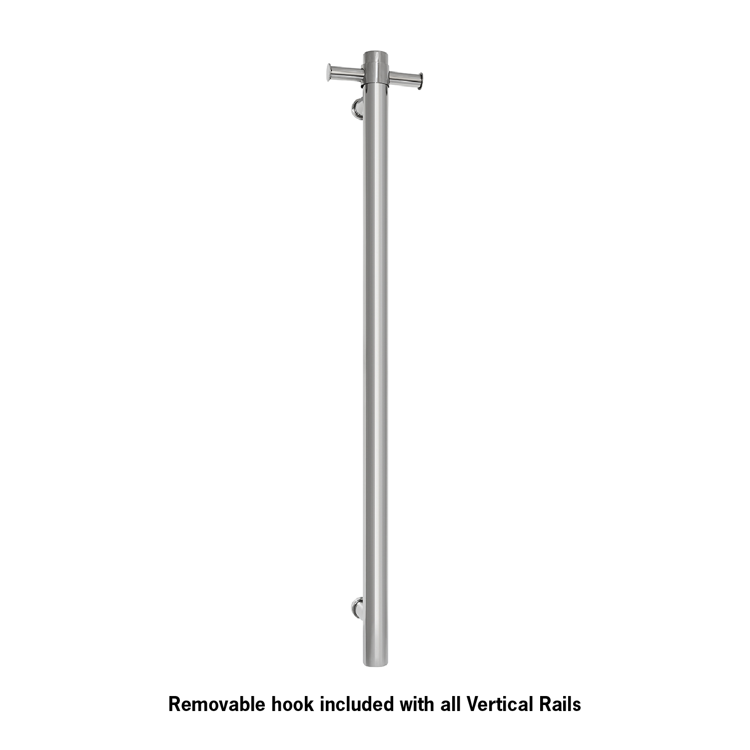 VS900H Straight Round Vertical Single Heated Towel Rail - BSD