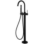 Modern National Star Freestanding Floor Standing Bath Mixer Matte Black with Hand Microphone Shower