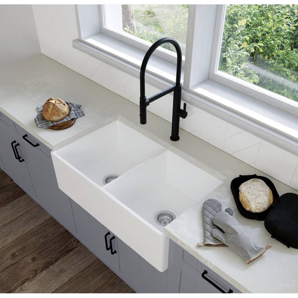 Ovia 835x459x254mm Fine Fireclay Butler Sink Double Bowl Farmhouse ...