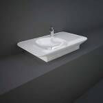 RAK Valet 92cm Alpine Gloss White Wall Hung/Counter Top Basin- Right Ledge 1 Taphole