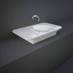 RAK Valet 92cm Alpine Gloss White Wall Hung/Counter Top Basin- Left Ledge No Taphole