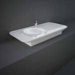 RAK Valet 112cm Alpine Gloss White Wall Hung/Counter Top Basin- Right Ledge 1 Taphole