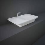 RAK Valet 92cm Matte White Wall Hung/Counter Top Basin- Left Ledge 1 Taphole