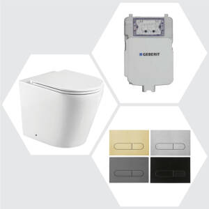 Geberit Sigma 8 Fienza Aluca Rimless Tornado In Wall Cistern Toilet Suite Colour Buttons Pill Shaped
