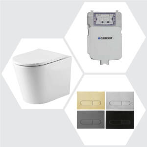 Geberit Sigma 8 Oliveri Oslo Rimless In Wall Cistern Toilet Suite with Pill Colour Button
