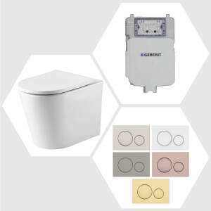 Geberit Sigma 8 Oliveri Oslo Rimless In Wall Cistern Toilet Suite with Colour Button