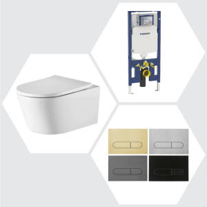 Geberit Oliveri Oslo Wall Hung Rimless Toilet Suite Colour Pill Button
