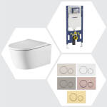 Geberit Oliveri Oslo Wall Hung Rimless Toilet Suite Colour Round Button