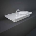 RAK Valet 112cm Alpine Gloss White Wall Hung/Counter Top Basin- Left Ledge 1 Taphole