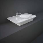 RAK Valet 92cm Alpine Gloss White Wall Hung/Counter Top Basin- Left Ledge 1 Taphole