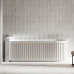 Ovia Artemis Fluted 1500mm Left Hand Corner Matte White Designer Freestanding Bath