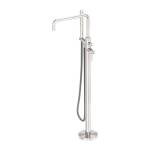 Nero Zen SS316L Freestanding Bath Mixer With Outdoor Shower Hose Brushed Nickel