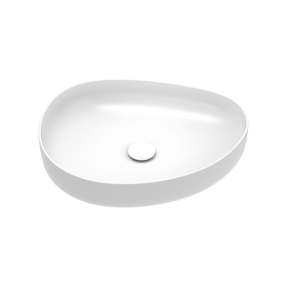 Fienza Pebble Medium Above Counter Basin, Matte White - BSD