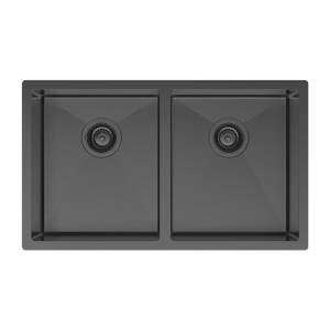 Hana 27L/27L Double Kitchen Sink, PVD Carbon Metal