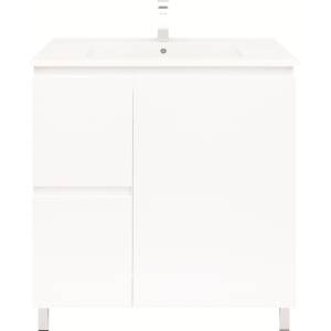 Bianca 750mm Square Vanity on Legs with Ceramic Basin - Right Drawers