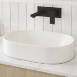 Ovia 520x300x115mm Matte White Above Counter Ceramic Pill Oval Shaped Basin