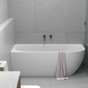 Ovia Vienna 1400mm Left Hand Corner Bath Tub Gloss White No Overflow