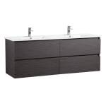 Stella PVC 1500 Walnut Wall Hung Vanity Double Bowl